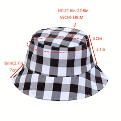 Plaid Print Bucket Hat Lightweight Fisherman Cap