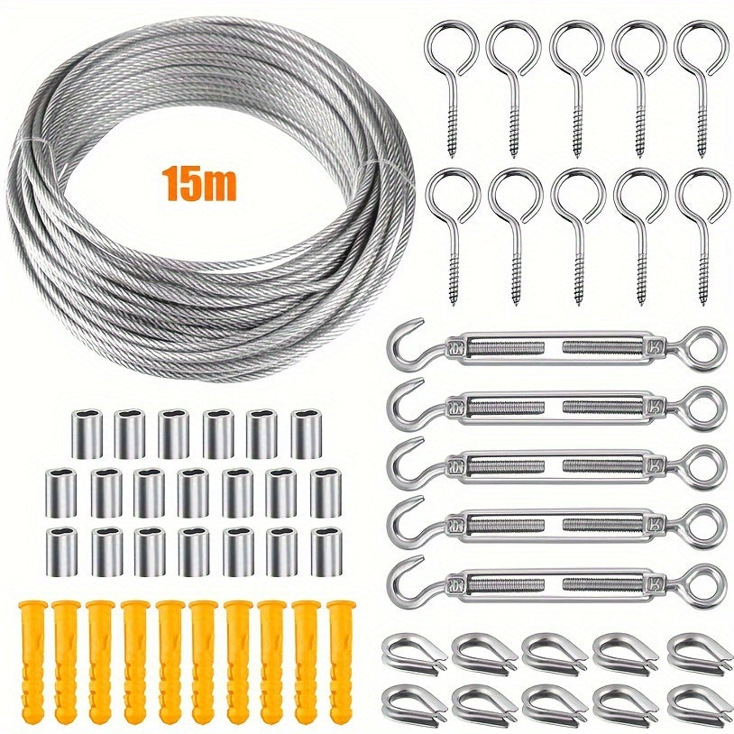 Stainless Steel Rope Suspension Kit Outdoor Hook Tightener Cable Railing Set