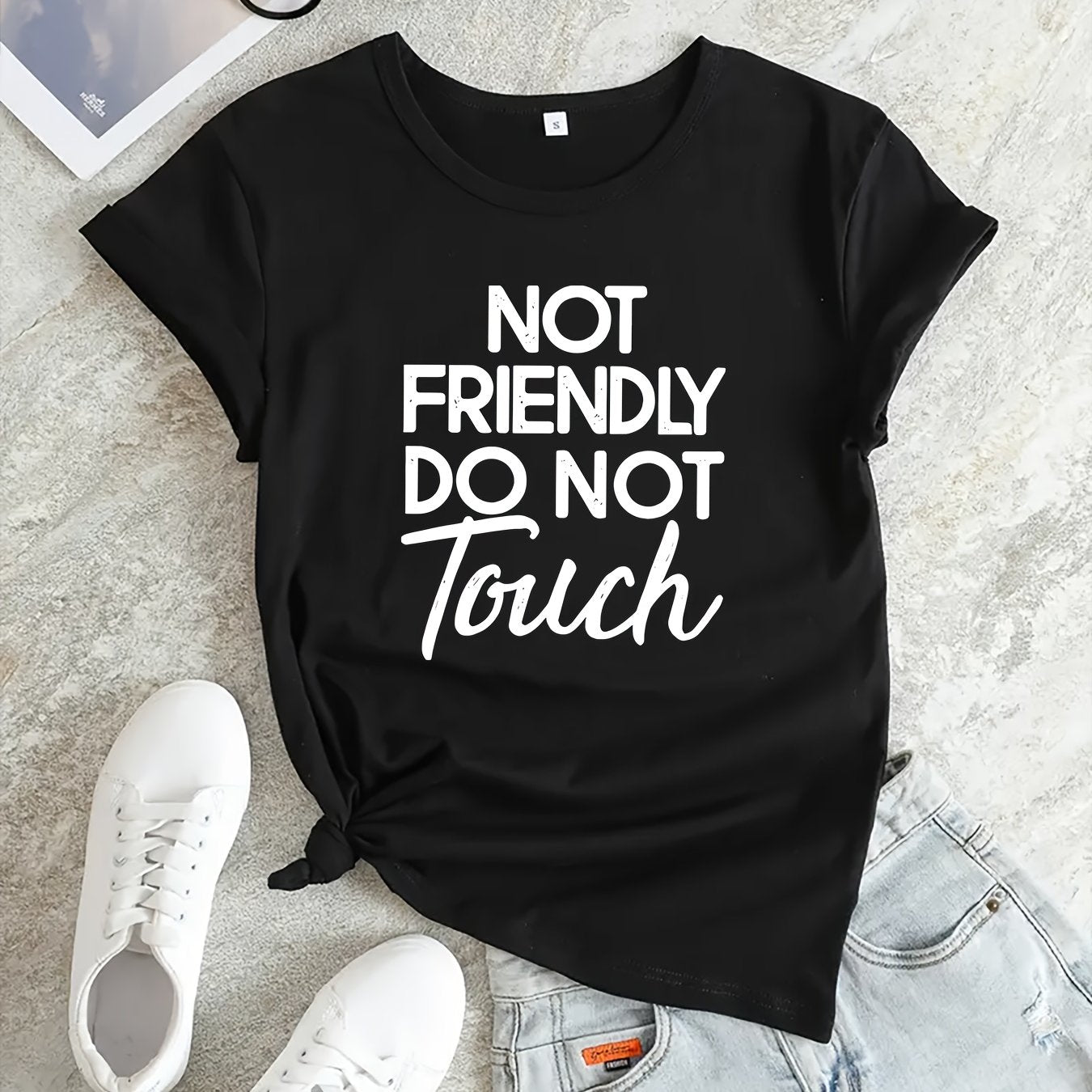 Letter Graphic Sports Round Neck T-shirt Women's Activewear