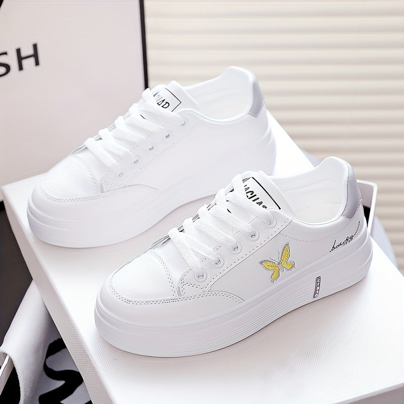 Women's Butterfly Pattern Low Skate Shoes Casual Sneakers