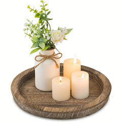 2pcs Wooden Serving Tray Decorative Centerpiece Holder Trays Kitchen Count