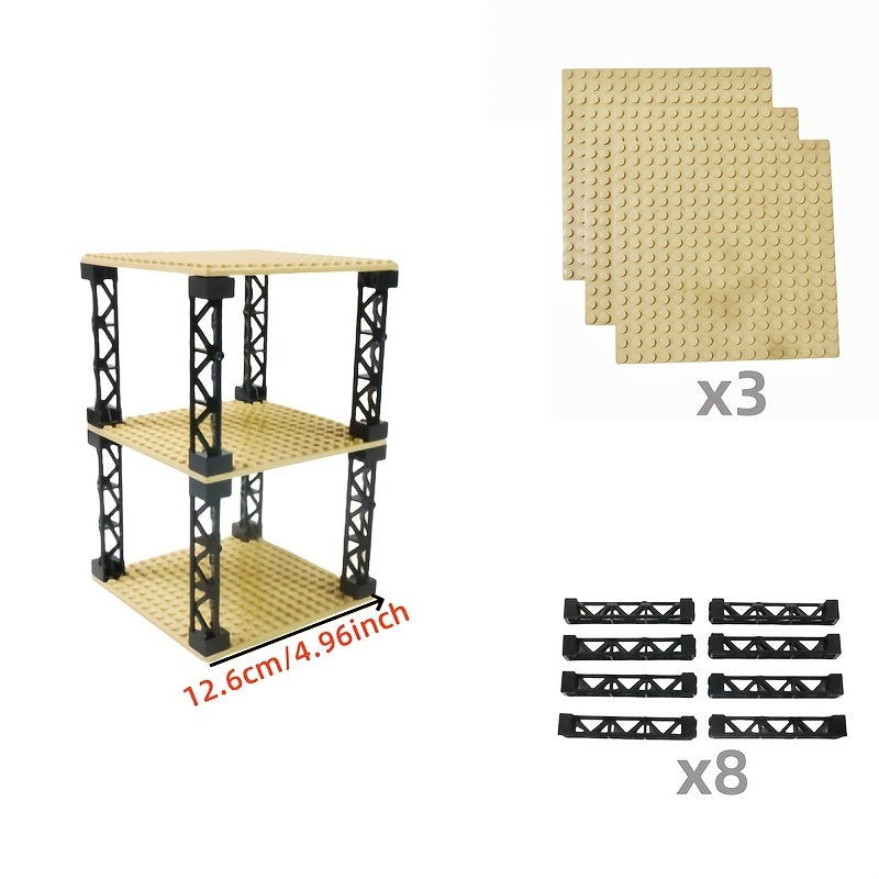 3pcs Double Sided Baseplates Building Blocks for City Building Toy