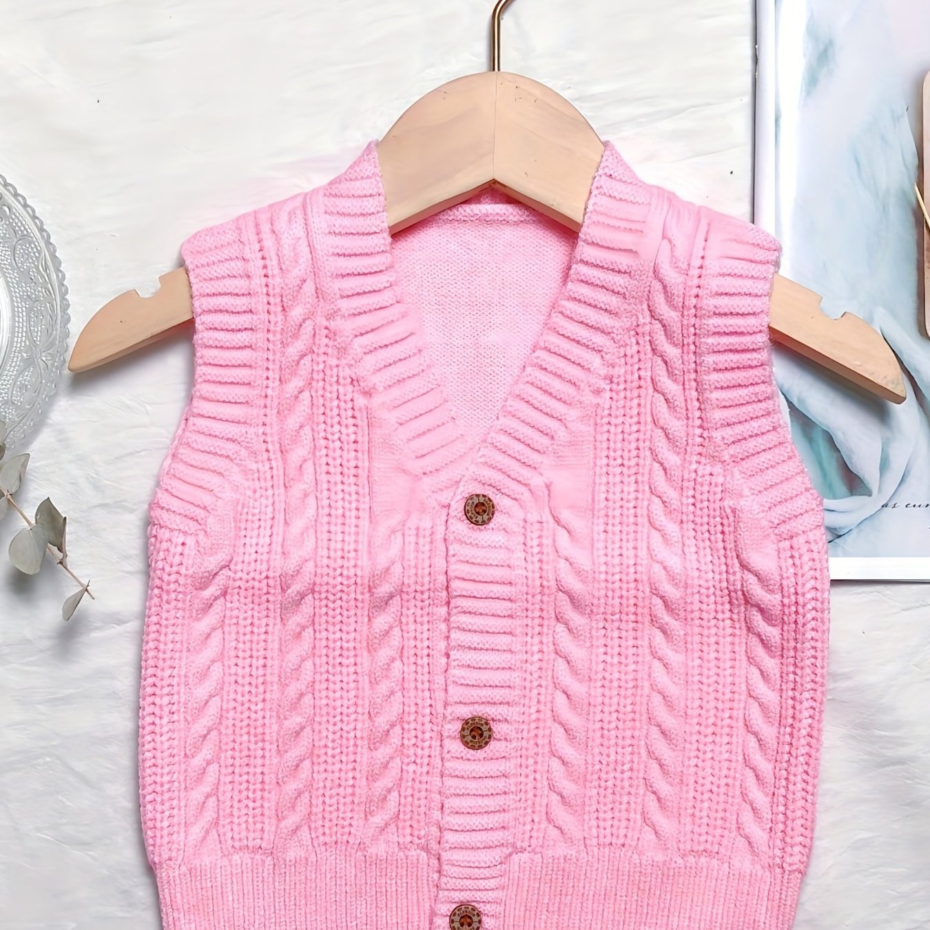 Baby Girl V Neck Knitted Sweater Cardigan Vest