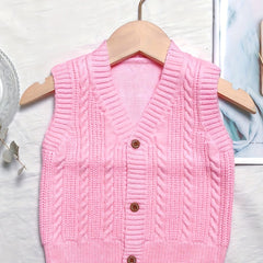Baby Girl V Neck Knitted Sweater Cardigan Vest