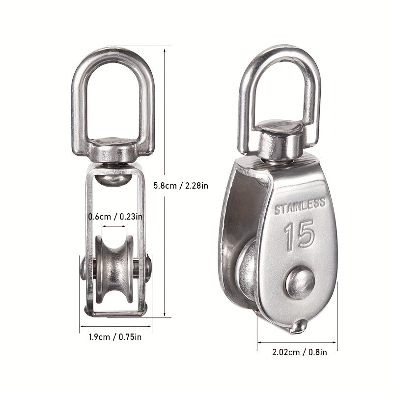 2pcs M15 M25 Steel Wire Rope Pulley Block Hook Single Pulley