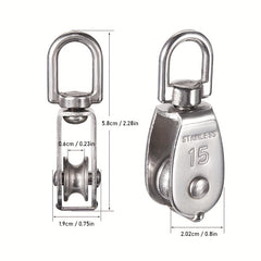 2pcs M15 M25 Steel Wire Rope Pulley Block Hook Single Pulley