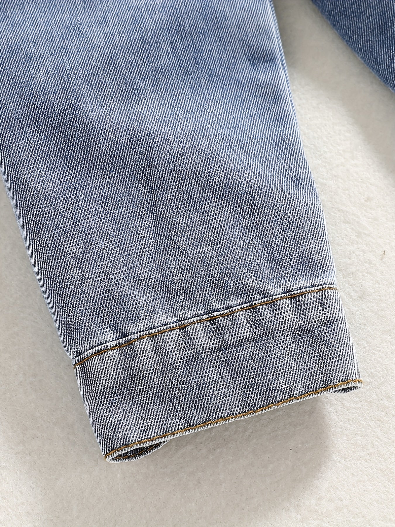 Boys Casual Denim Jacket Button Down Lapel Long Sleeve Coat