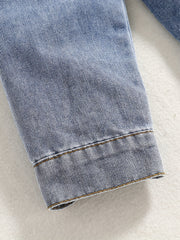 Boys Casual Denim Jacket Button Down Lapel Long Sleeve Coat