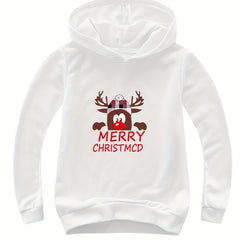 Reindeer Graphic Christmas Hoodie for Girls
