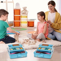 1pc Three Layer Storage Box With Tray Plastic Portable Folding Tool Box