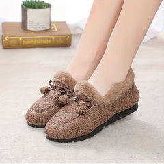 Furry Bowknot House Shoes Girls Non Slip Soft Walking Shoes Indoor