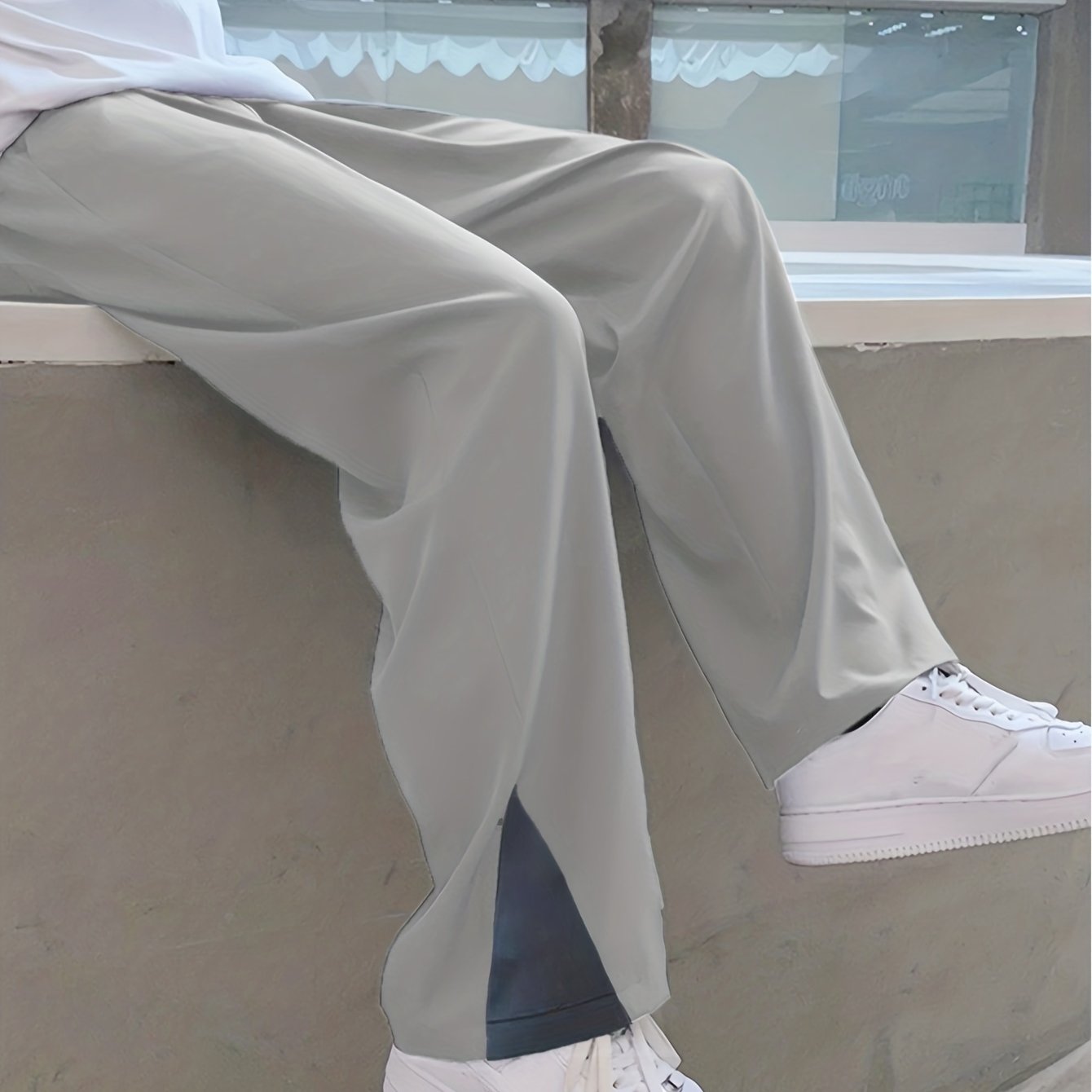 Men's Casual Solid Loose Fit Pants For Spring Summer