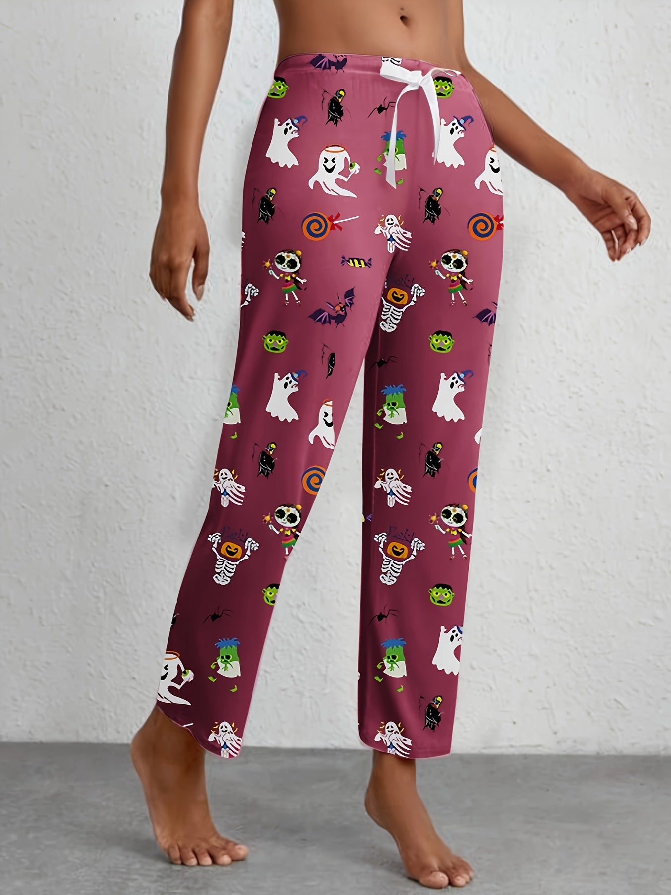 Halloween Print Lounge Pants Comfy & Funny Elastic Waistband Pants