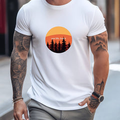 Forest Motorcycle Rider Print Men's Graphic Crew Neck Active T-shirt
