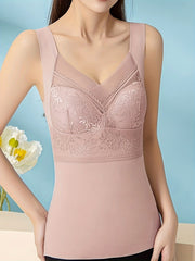 3pcs Contrast Lace Tank Tops V Neck Sleeveless Thermal Top Women's Lingerie