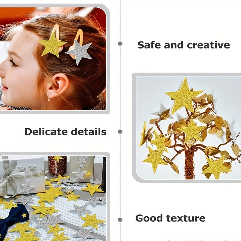 Golden & Silver Pentagram Foam Stickers for Crafts & Parties