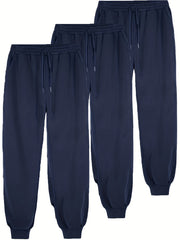 3pcs Men's Comfy Joggers Active Sweatpants Spring Fall Outdoor