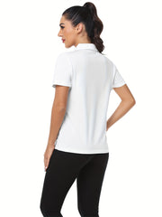 Women's Golf Polo Shirt Moisture Wicking V Neck Tennis Top