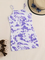 Toddler Girls Tie Dye Figure Graphic Cami Dress for Summer Party