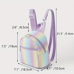Children's Cartoon Rainbow Backpack Lightweight Waterproof PU Leather Schoolbag