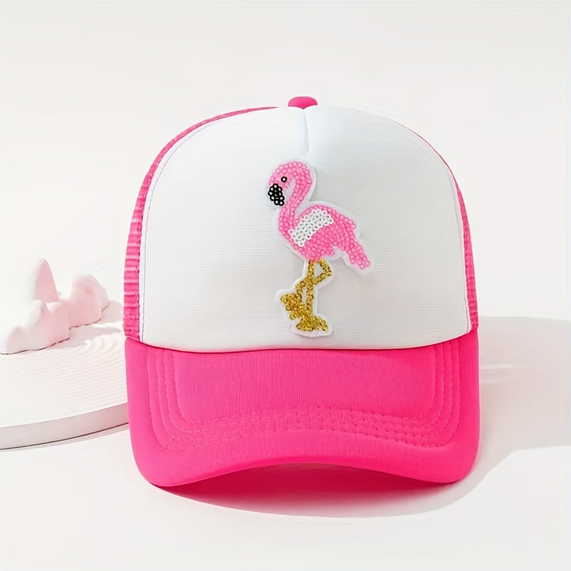 Flamingo Fish Bride Trucker Hat Mesh Breathable Hip Hop Sun Hat Y2K Sports Hat