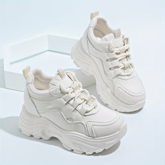 Women's Lace Up Platform Chunky Sneakers Thick Sole Walking Shoes