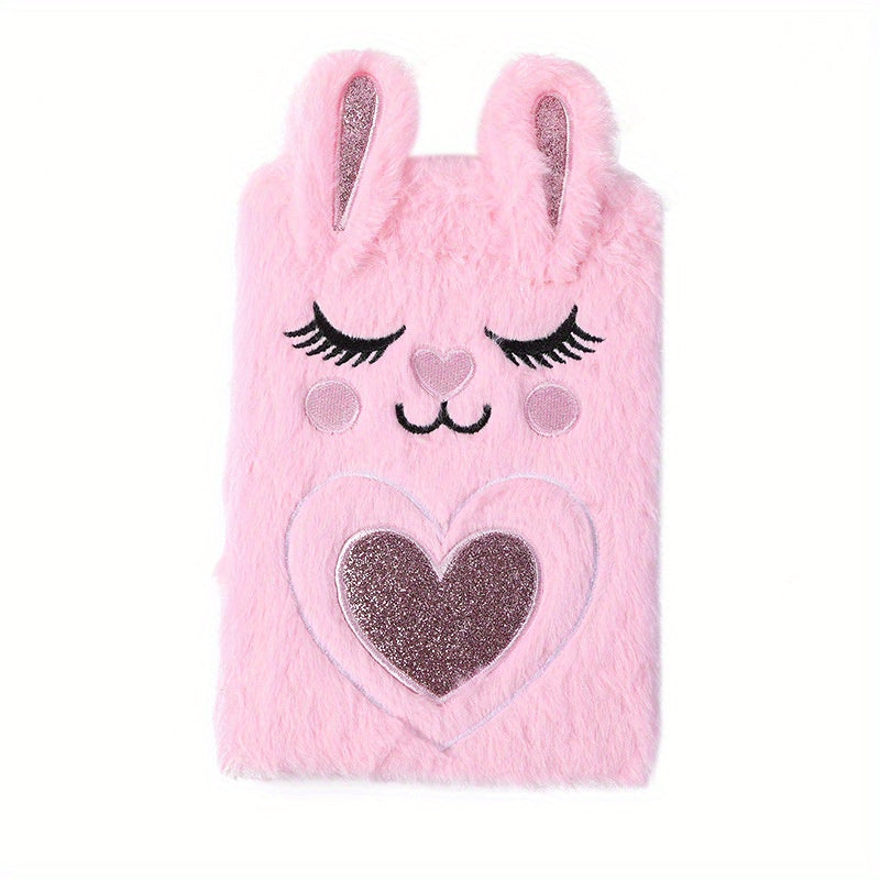 A5 Girl Embroidered Cartoon Plush Notebook Student Journal 160 Pages