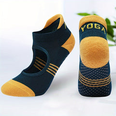 Letter Graphic Stripe Yoga Socks Anti-slip Athletic Ankle Socks