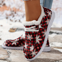 Christmas Elements Pattern Warm Flat Shoes Non slip Snow Sneakers