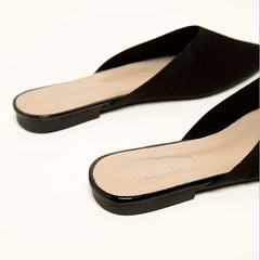 Women's Pointed Toe Knit Slippers Closed Solid Slip On Shoes