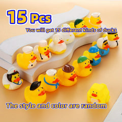 15pcs Assorted Rubber Ducks for Baby Bath Toys Party Favors