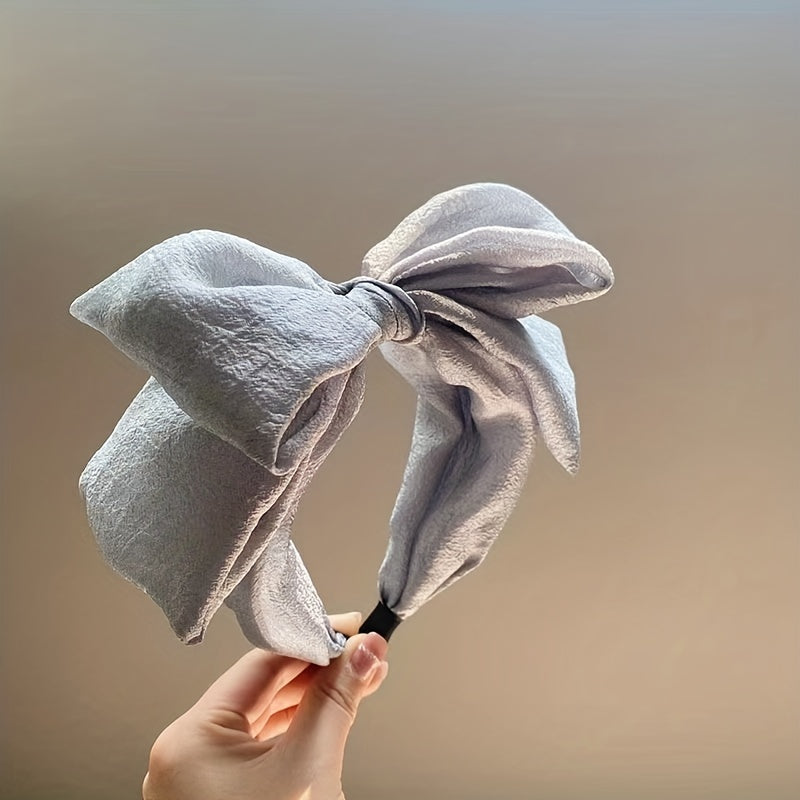 Seersucker Oversized Bow Headband Wide Brimmed Sweet Hair Accessories