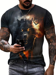 Men's Wolf Graphic T-shirt Casual Tee for Outdoors