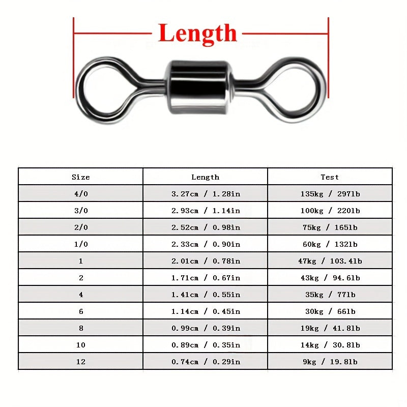 25pcs Copper/Stainless Fishing Swivels Saltwater 19-297lb