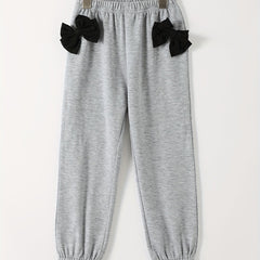 Girls Bowknot Active Jogger Pants Casual Playwear Trousers