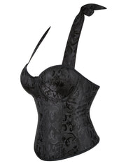 Floral Bustier Halter Top Backless Crop Top