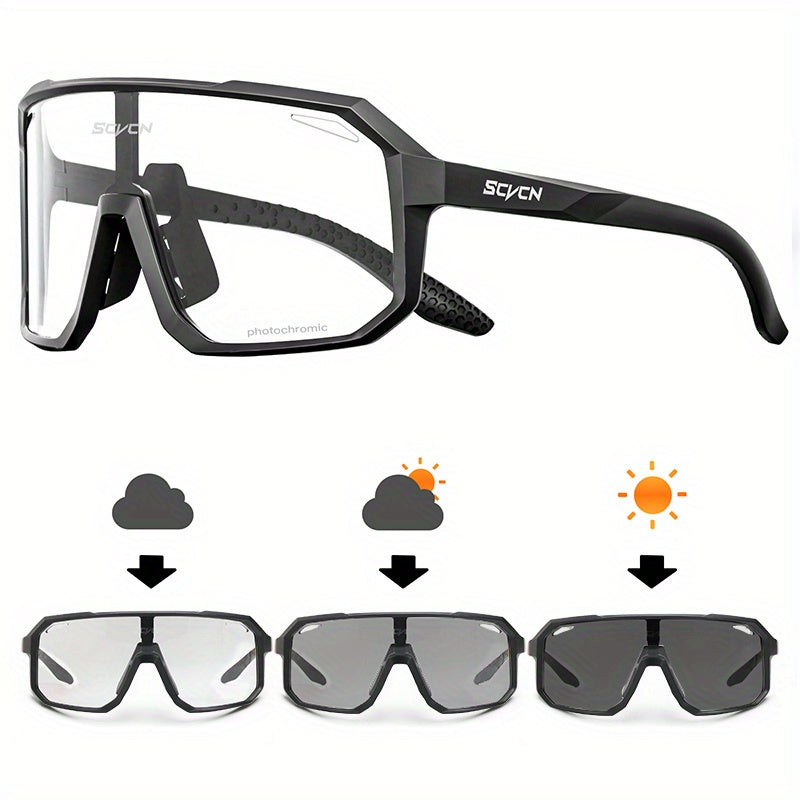 SCVCN Photochromic Cycling Glasses Men Women Windproof