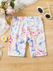Toddler Girls Butterfly Graphic Elastic Waist Bike Shorts