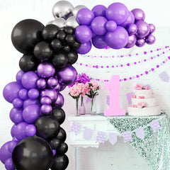 Purple Balloon Garland & Metallic Silvery Balloon Arch Kits
