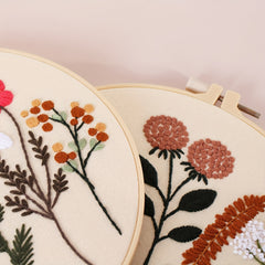 4pcs Floral Embroidery Kit Hoops Floss Threads Needles Cross Stitch Kits