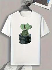 Cactus Print Men's Graphic T-Shirt for Summer