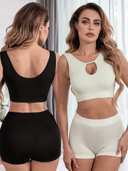 2pcs Cut Out Wireless Sports Bras Push Up Anti Sagging Bra Women's Lingerie