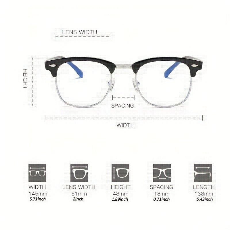 Women's Semi Rimless Light Blocking Glasses Frame