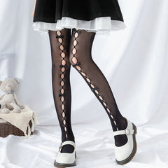 Lace Bow Fishnet Tights Suspender Pantyhose Thigh High