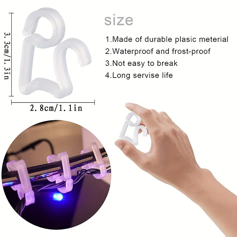 50pcs Decorative Light Hooks - Weather Proof Outdoor Light Clips