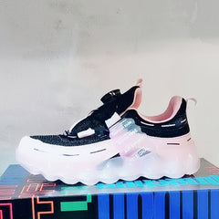 Girls Breathable Basketball Shoes with Buckle, Air Cushioned Non-Slip Sneakers
