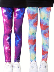 3pcs Toddler Girls Tie Dye Leggings Elastic Waist Casual Sports Tight Pants