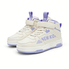 Kids High Top Skate Shoes Hook & Loop Fastener Comfy Durable Anti Skid