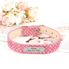 Custom Bling PU Leather Dog Collar - Personalize Your Pet's Style