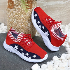 Women's Star Pattern Sneakers Lace up Running Shoes Breathable Sports Shoes